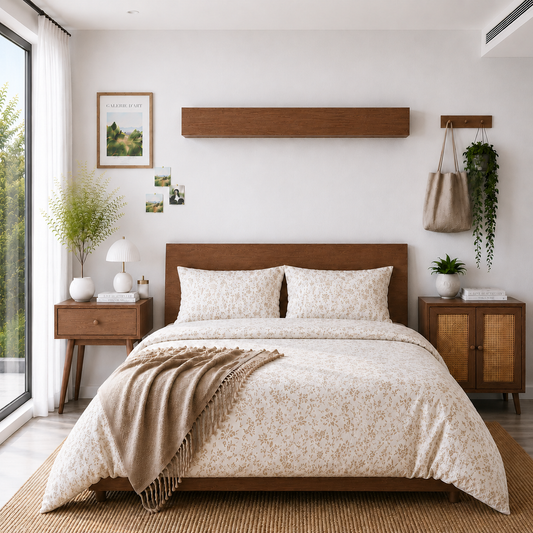 Premium Wooden Box Mosquito Net - Walnut Finish
