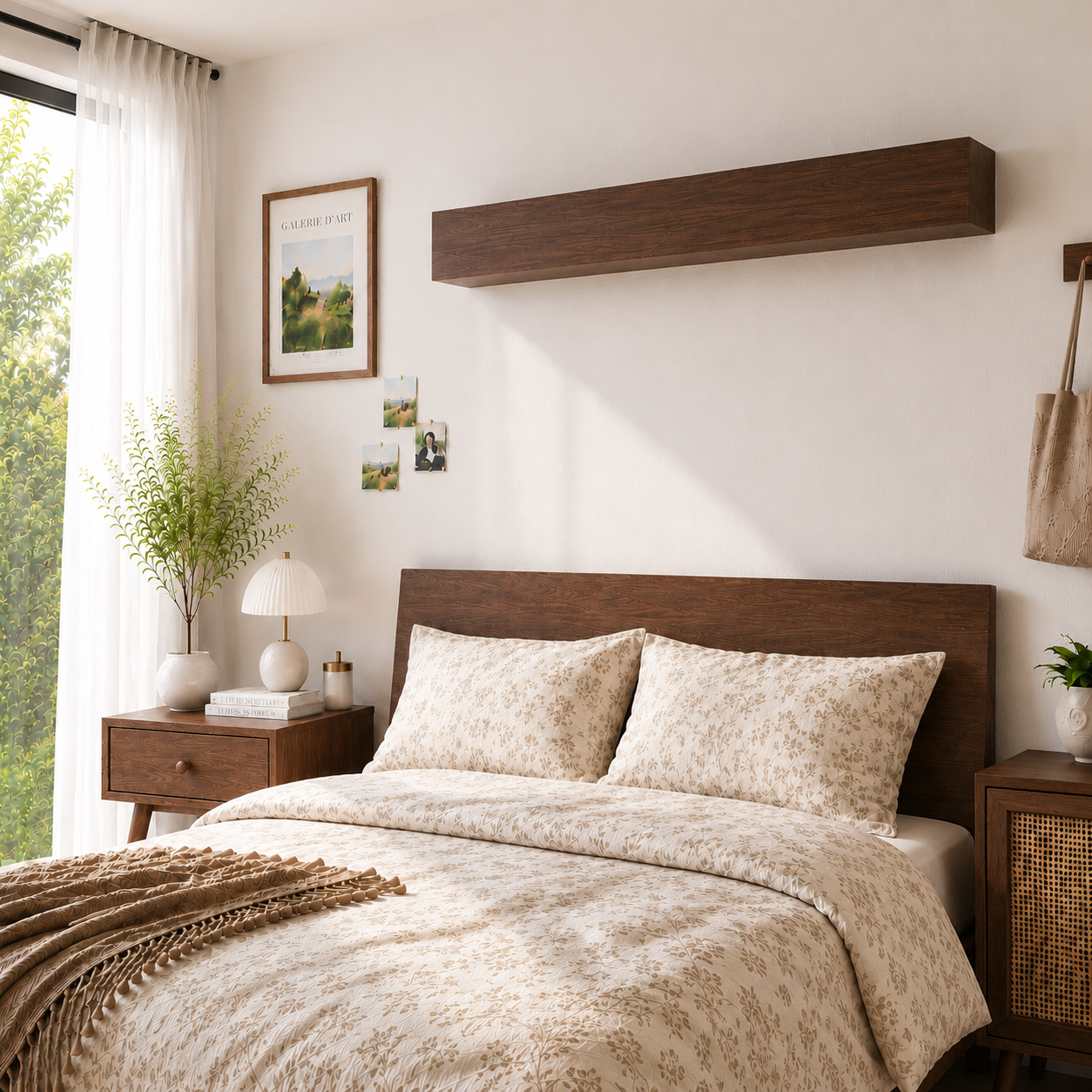 Premium Wooden Box Mosquito Net - Walnut Finish